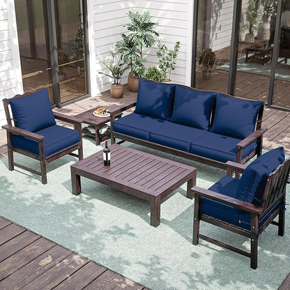 Premium Outdoor Seat Cushion Chair Cushions for Patio Furniture 24 L X 24 W X 5 H Waterproof & Fade Resistant Deep Seat and Backrest Cushion Set with Removable Covers for Chair, Sofa