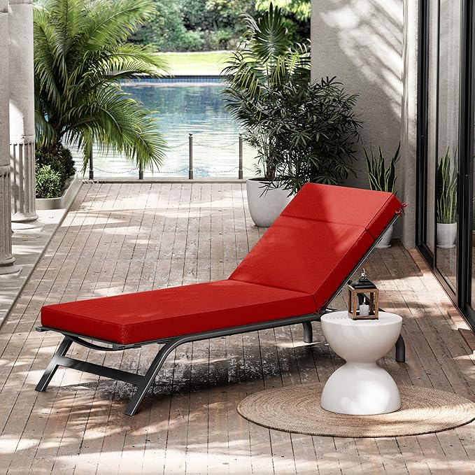 Chaise Lounge Cushions Outdoor, 80" L X 26" W X 4" D Lounge Chair Cushions for Outdoor Furniture, High-Density Foam Outdoor Chaise Cushion-Waterproof Fade-Resistant ThickPatio lounge chair cushion