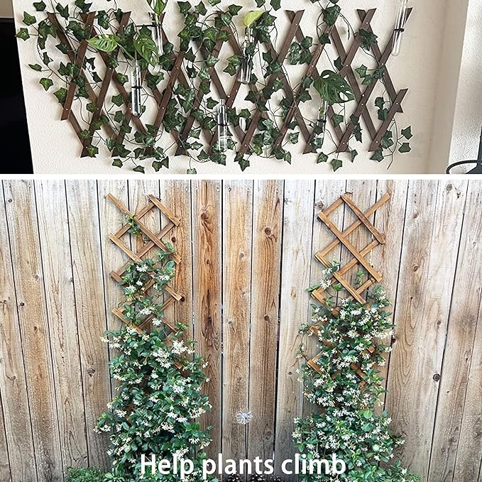 Wooden Lattice Wall 4Pack-Expandable Plant Garden Trellis for Climbing Plants Outdoor Air Plant Vertical Rack Wall Decor for Room Patio