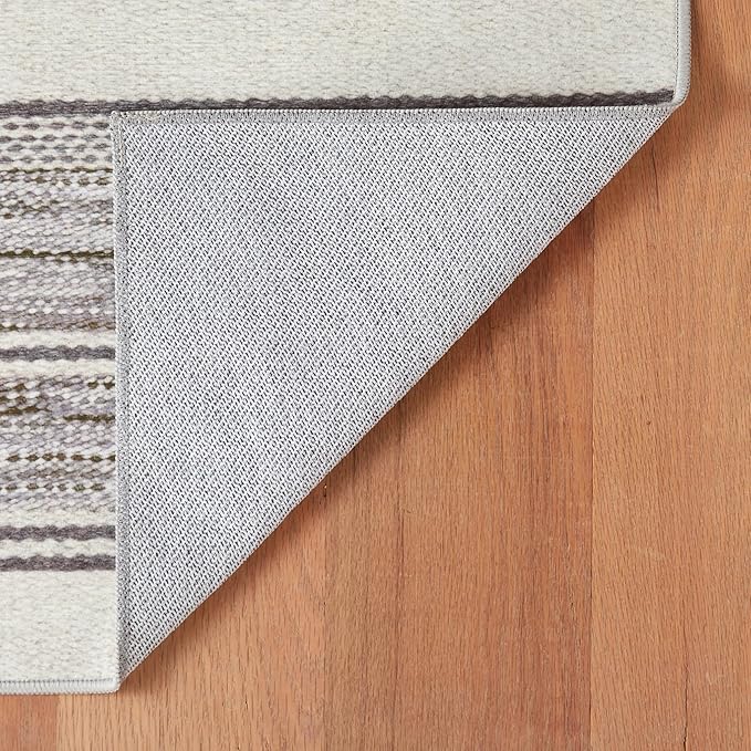 Dash & Albert Ellington Stripe Grey Machine Washable Rug, 6 X 9 Feet, Grey Stripe Pattern