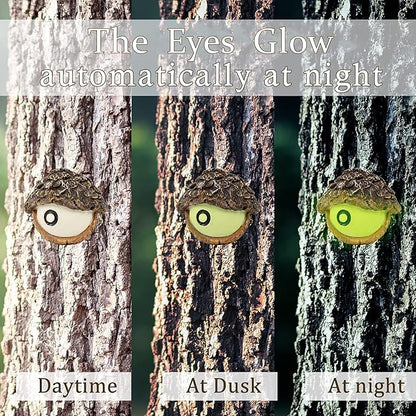 Juegoal Tree Face Decor Bird Feeder Outdoor, Eyes Glow in Dark Fun Old Man Tree Hugger Sculpture Yard Art Garden Lawn Ornament Decoration