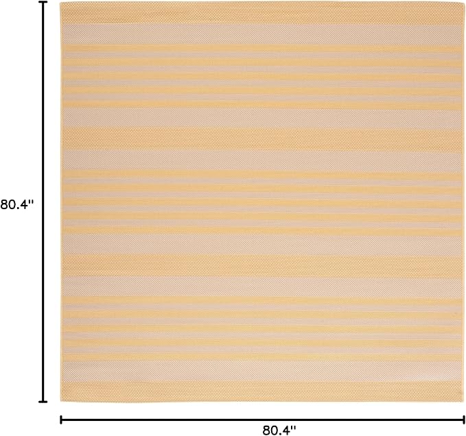 SAFAVIEH Washable Rug Outdoor Courtyard Collection - 6'7" Square, Gold & Beige, Non-Shedding & Easy Cleaning, Ideal for Patio, Backyard, Mudroom (CY6062-306)