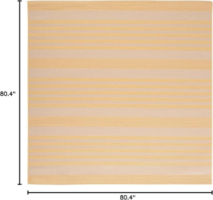 SAFAVIEH Washable Rug Outdoor Courtyard Collection - 6'7" Square, Gold & Beige, Non-Shedding & Easy Cleaning, Ideal for Patio, Backyard, Mudroom (CY6062-306)