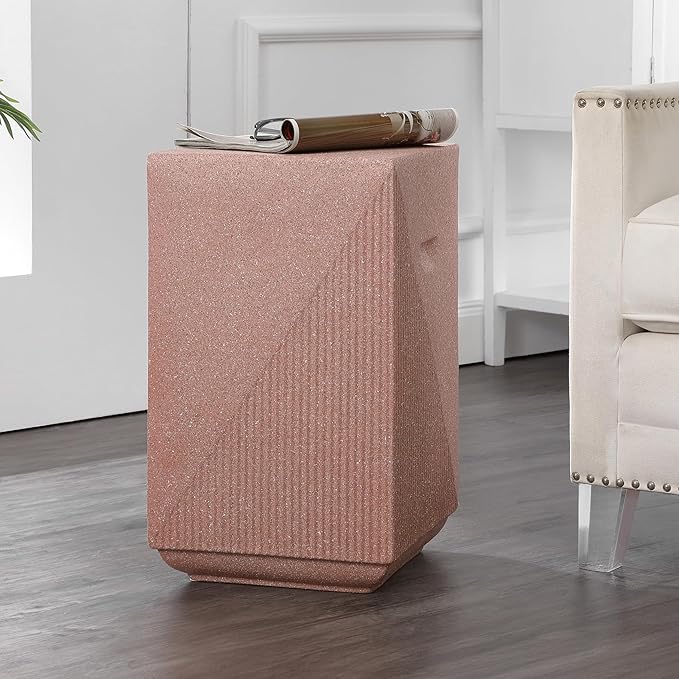 JONATHAN Y TBL1104C Adrian 20.75" Contemporary Minimalist Square Indoor/Outdoor Accent Table Modern, Mid-Century, Art Deco, Contemporary, Patio, Garden, Bathroom, Living Room, Pink Terrazzo Finish