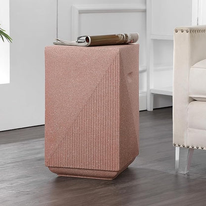 JONATHAN Y TBL1104C Adrian 20.75" Contemporary Minimalist Square Indoor/Outdoor Accent Table Modern, Mid-Century, Art Deco, Contemporary, Patio, Garden, Bathroom, Living Room, Pink Terrazzo Finish