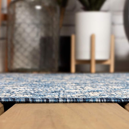 JONATHAN Y Weave Floral Indoor Outdoor Runner Rug 2X8 Navy/Gray, Tela Bohemian Textured for Backyard, Patio, Porch, Easy-Cleaning, High Traffic, Pet-Friendly, Non-Shedding (SMB100B-28)