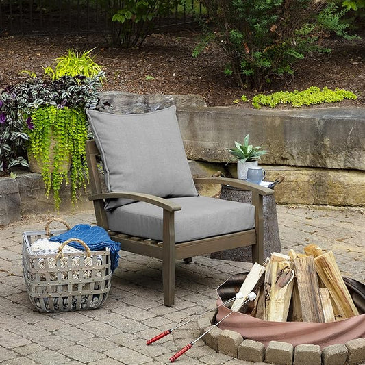 Arden Olefin Outdoor Deep Seat Cushion Set (2-Pack), 24 in x 24 in, Weather-Proof, Rain-Proof, Fade Resistant Patio Cushion for Chair, Sofa, and Couch Paloma Woven Texture