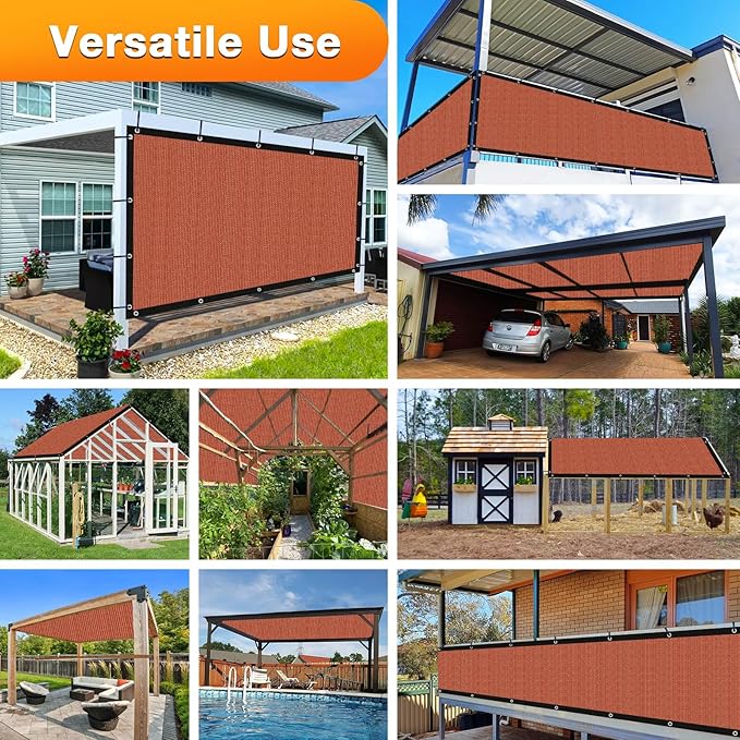 Artpuch 90% Sun Shade Cloth, 16 x 16 FT Pergola Shade Cover Canopy with Grommets, Sun Screen Fabric Tarp for Patio, Outdoor, Garden, Backyard, Rust Red