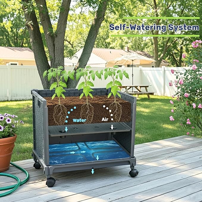 Raised Garden Bed with Tomato Planter Cage, 41.3" Trellis Planter Boxes for Outdoor Patio Greenhouse Gardening Climbing Vegetables