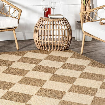 nuLOOM Outdoor Performance Collection Sabina Brown/Ivory, 2' x 6', Soft and Cozy, High Traffic, Stain Resistant, Easy Clean, Durable Runner for Indoor/Outdoor Patio, Deck, Porch, Garden, Courtyard