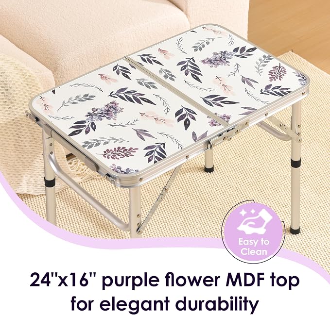Folding TV Trays Foldable Dinner Tray Table Adjustable Height Food Snack Eating Couch Side Table Sturdy Aluminum Portable Sofa Tray End Table for Outdoor Indoor Camp Pinic Bed Couch Living Room