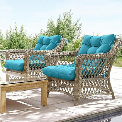 Patio Seat&Back Chair Cushions for Outdoor Furniture，Comfortable Cushions for Rocking/Dining/Lawn Chair-Set of 2