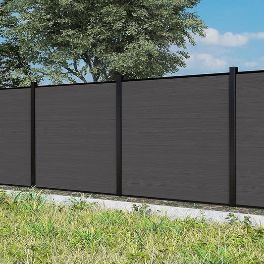 6ft W x 6ft H Outdoor Privacy Fence with Underground Sturdy Alloy Post, Tall Wind Resistant Fence Covering Privacy for Yard Backyard Garden and Swimming Pool(1 Post)