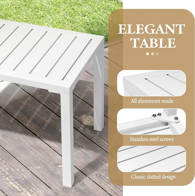 Crestlive Products Outdoor Side Table,Aluminum Rectangular Side/End Table, Small Patio Coffee Bistro Table for Outdoor Indoor