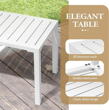 Crestlive Products Outdoor Side Table,Aluminum Rectangular Side/End Table, Small Patio Coffee Bistro Table for Outdoor Indoor