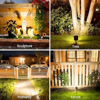 Solar Lights Outdoor Waterproof IP65, Super Bright LED, 3000K 2 Lighting Modes, Solar Powered Yard Garden Solar Spot Lights for Outside Landscape Auto On/Off -2 Pack