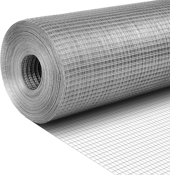 Tatuo Hardware Cloth 1/2 Inch 16in x 50ft Hot Dip Galvanized After Welded Cage Mesh Rolls 21 Gauge Metal Chicken Wire Roll Wire Fencing Poultry Netting for Raised Garden Rodent Animals