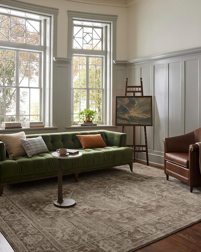 Loloi Magnolia Home by Joanna Gaines Mona Collection MOA-01 Cocoa/Stone 2'-6" x 8'-0" Runner Rug