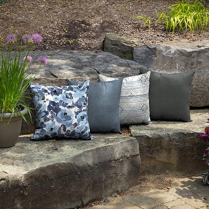 Arden Outdoor Toss Pillow, 2 Pack, 16 x 16, Rain-Proof, Fade Resistant Blue Garden Floral