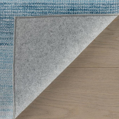 Dash & Albert Pandora Blue Machine Washable Rug, 4 X 6 Feet, Blue Abstract Pattern