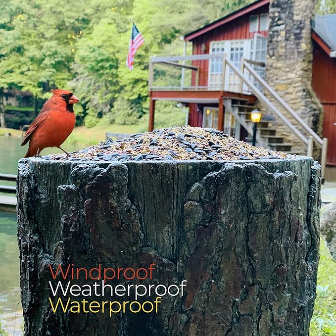 Nature's Feast Wild Bird, Squirrel & Critter Feeder. Tree Stand Buffet for Nature Lovers. Woodland Farmhouse Large Patio & Garden Platform.