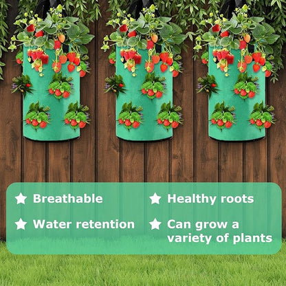 Boao 6 Pieces 3 Gallon Tomato and Herb Planter Hanging Aeration Fabric Strawberry Grow Bags Hanging Strawberry Planter Upside Down Tomato Plant Hanger Vegetable Planting Bags for House(Green)