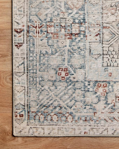 Loloi Chris Loves Julia Jules Collection JUL-07 Natural/Ocean 5'-0'' x 7'-6'', .13" Pile Height, Area Rug