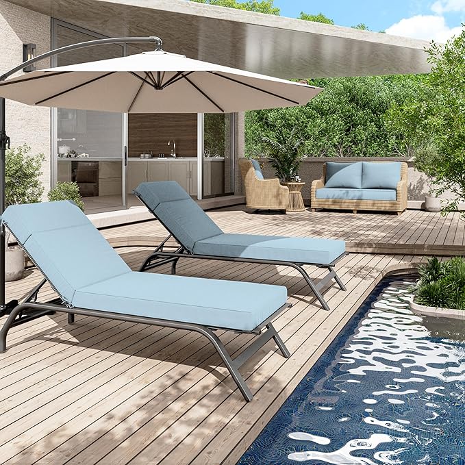 Chaise Lounge Cushions Outdoor, 80" L X 26" W X 4" D Lounge Chair Cushions for Outdoor Furniture, High-Density Foam Outdoor Chaise Cushion-Waterproof Fade-Resistant ThickPatio lounge chair cushion