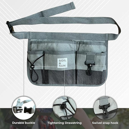 Soil & Sun Garden Tool Belt for Women, Tool Apron, Utility Belt Women, Teacher, Canvas Waist Apron with Pockets,Garden Aprons