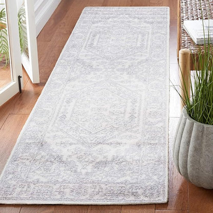 SAFAVIEH Adirondack Collection X-Large Area Rug - 2'6" x 22', Ivory & Silver, Oriental Medallion Design, Non-Shedding & Easy Care, Ideal for High Traffic Areas in Living Room, Bedroom (ADR108B)