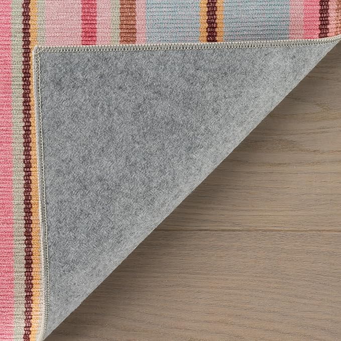 Dash & Albert Jamaica Stripe Multi Machine Washable Rug, Runner-2.5 X 8 Feet, Blue/White Stripe Pattern