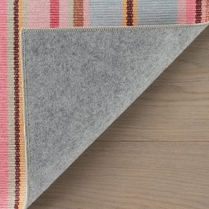 Dash & Albert Jamaica Stripe Multi Machine Washable Rug, Runner-2.5 X 8 Feet, Blue/White Stripe Pattern