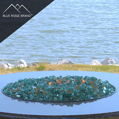 Reflective Fire Pit Glass - Green Fire Glass Rocks for Fire Pit & Fireplace (20 Pound)