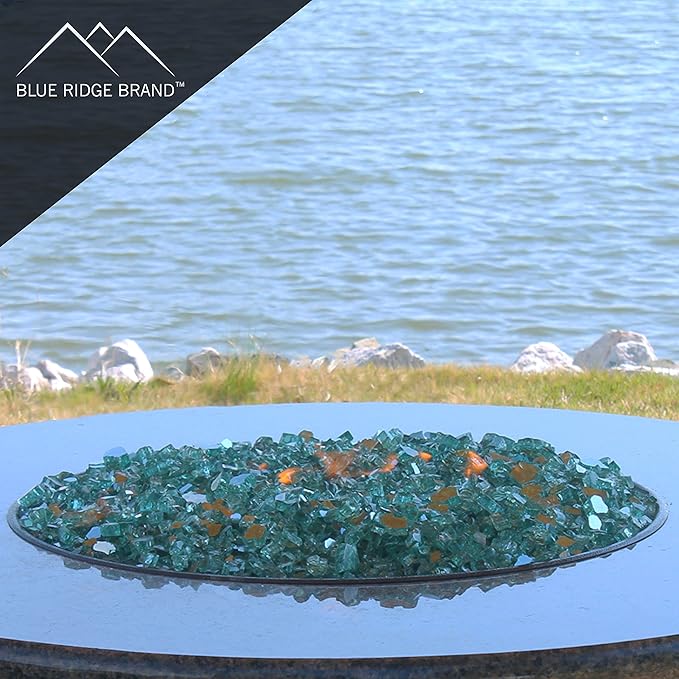Reflective Fire Pit Glass - Green Fire Glass Rocks for Fire Pit & Fireplace (10 Pound)