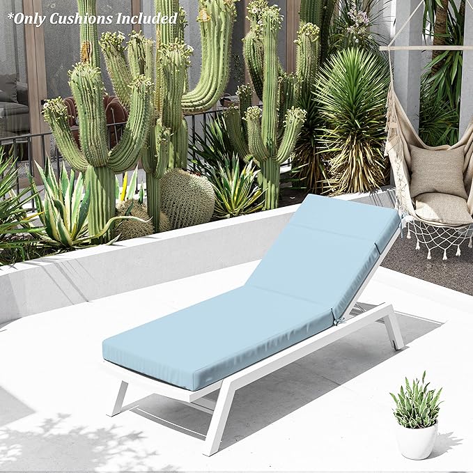 Chaise Lounge Cushion for Outdoor Furniture, Waterproof Fade and Tear Resistant Lounge Deck Chair Cushions for Patio Lawn Pool Resort Hotel