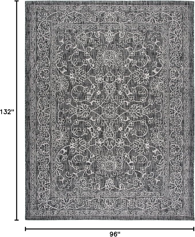 SAFAVIEH Courtyard Collection 8' x 11' Black/Ivory CY8680 Indoor-Outdoor Waterproof Easy-Cleaning Patio Backyard Mudroom Area-Rug