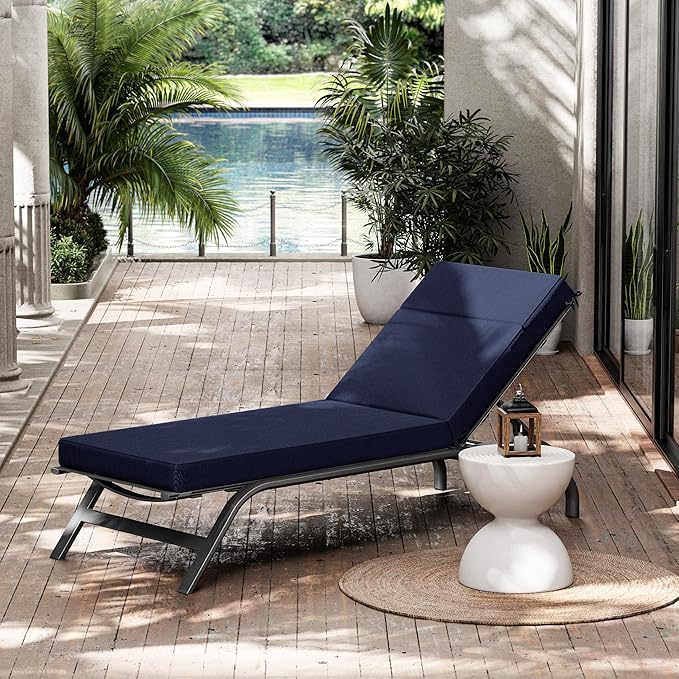 Chaise Lounge Cushions Outdoor, 80" L X 26" W X 4" D Lounge Chair Cushions for Outdoor Furniture, High-Density Foam Outdoor Chaise Cushion-Waterproof Fade-Resistant ThickPatio lounge chair cushion
