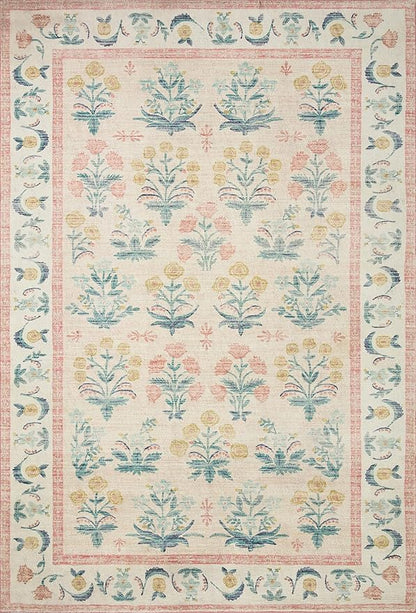 Loloi Rifle Paper Co. Eden Collection EDE-01 Mughal Rose Blush 2'-6" x 11'-6" Runner Rug feat. CloudPile™