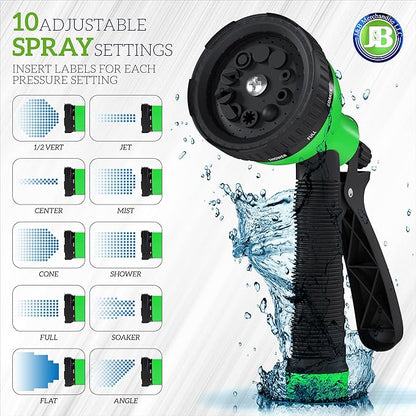 J&B XpandaHose 75ft Expandable Garden Hose – Ultra-Strong 3750D, 4-Layer Latex Core, Brass 3/4" Connectors, 10-Pattern Nozzle & Storage Bag – Lightweight, Kink-Reducing, Leak-Resistant