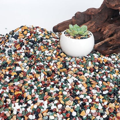 CJGQ 7lb Aquarium Gravel for Plants, 1/4Inch Fish Tank Gravel for Succulent Cactus and Bonsai, Decorative River Rocks Pebbles for Gardening, Flower Pots, Landscaping,Terrarium