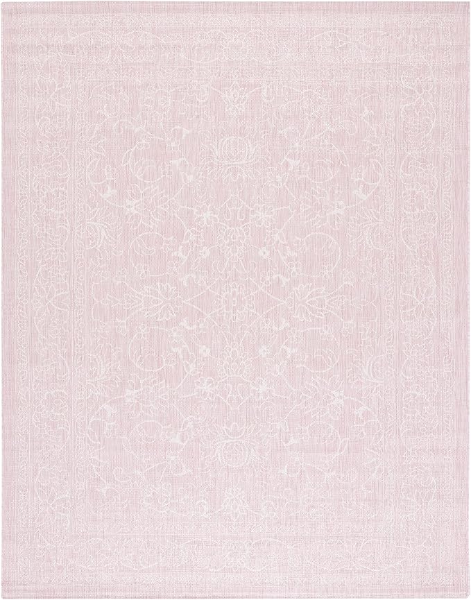 SAFAVIEH Courtyard Collection 9' x 12' Soft Pink/Ivory CY8680 Indoor/-Outdoor Waterproof Easy-Cleaning Patio Backyard Mudroom Area-Rug