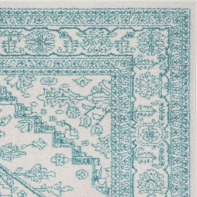 SAFAVIEH Adirondack Collection Accent Rug - 3' x 5', Ivory & Teal, Oriental Medallion Design, Non-Shedding & Easy Care, Ideal for High Traffic Areas in Entryway, Living Room, Bedroom (ADR108G)