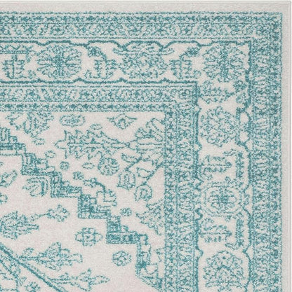 SAFAVIEH Adirondack Collection Accent Rug - 3' x 5', Ivory & Teal, Oriental Medallion Design, Non-Shedding & Easy Care, Ideal for High Traffic Areas in Entryway, Living Room, Bedroom (ADR108G)