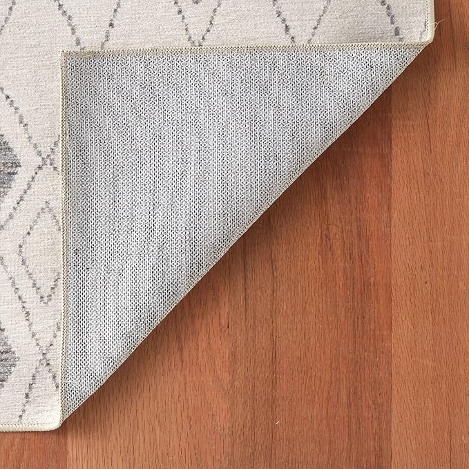 Dash & Albert Chandler Ivory Machine Washable Rug, Runner-2.5 X 8 Feet, Ivory Geometric Pattern