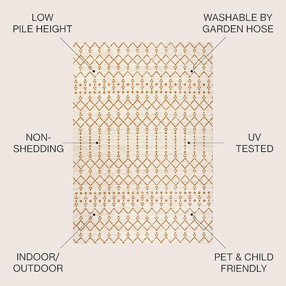 JONATHAN Y Moroccan Geometric Indoor Outdoor Area Rug 3X5 Cream/Orange, Ourika Textured Weave for Backyard, Patio, Porch, Easy-Cleaning, High Traffic, Pet-Friendly, Non-Shedding (SMB108O-3)