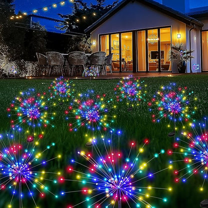 PEVOROS Garden Decor Solar Lights Outdoor,120LED Waterproof Colorful Solar Fairy Garden Lights for Outdoor Decoration,Yard, Patio, Porch,Flower Pot,Pathway, for 4th of July(8Pack)
