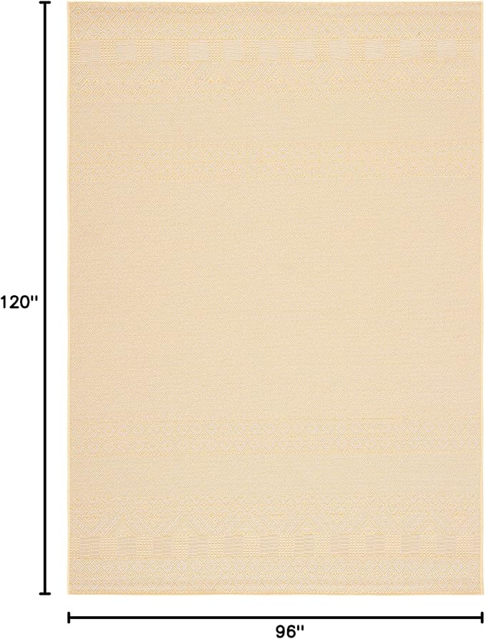 SAFAVIEH Washable Rug Outdoor Courtyard Collection - 8' x 10', Gold & Beige, Non-Shedding & Easy Cleaning, Ideal for Patio, Backyard, Mudroom, Dining Space (CY6235-30612)