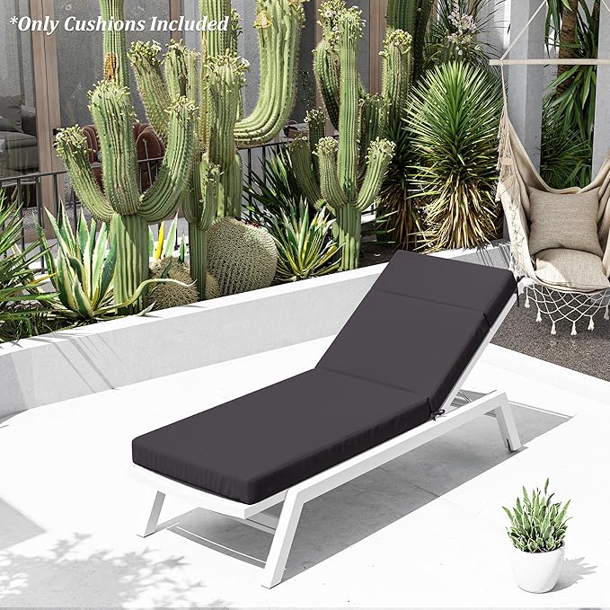 Chaise Lounge Cushion for Outdoor Furniture, Waterproof Fade and Tear Resistant Lounge Deck Chair Cushions for Patio Lawn Pool Resort Hotel