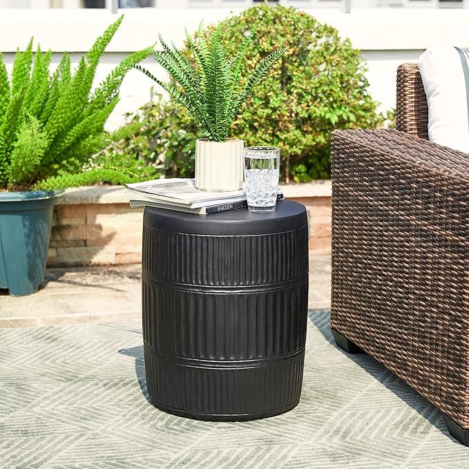 Giltzhome Decorative Garden Stool, 18.5" H Antique End Side Table Planter Stand for Garden Patio Lawn Home Indoor Outdoor, Black
