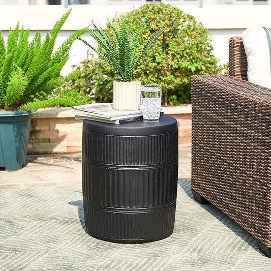 Giltzhome Decorative Garden Stool, 18.5" H Antique End Side Table Planter Stand for Garden Patio Lawn Home Indoor Outdoor, Black